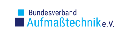 Logo of Bundesverband Aufmaßtechnik e.V. featuring blue squares and text.